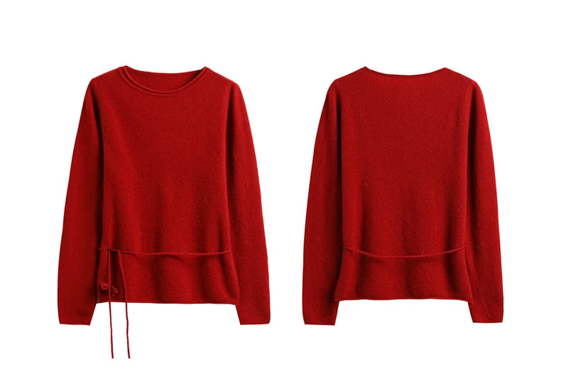 Cashmere Rolled-Up Round Neck Loose Sweater